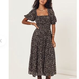 SPELL RAE MIDI DRESS Brown Floral Size XS